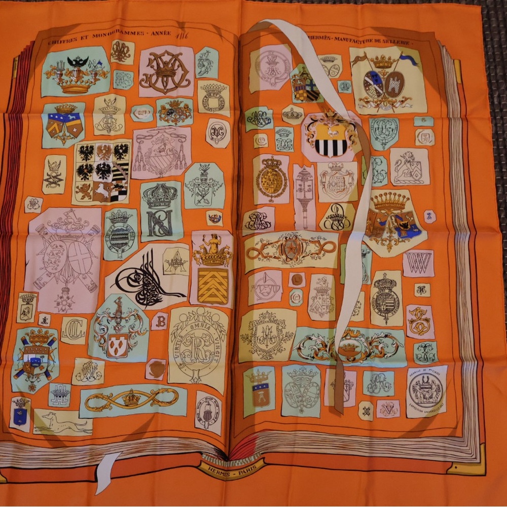 NEW in Box HERMES Square Silk Scarf Chiffres Et Monogrammes - Annee 1866